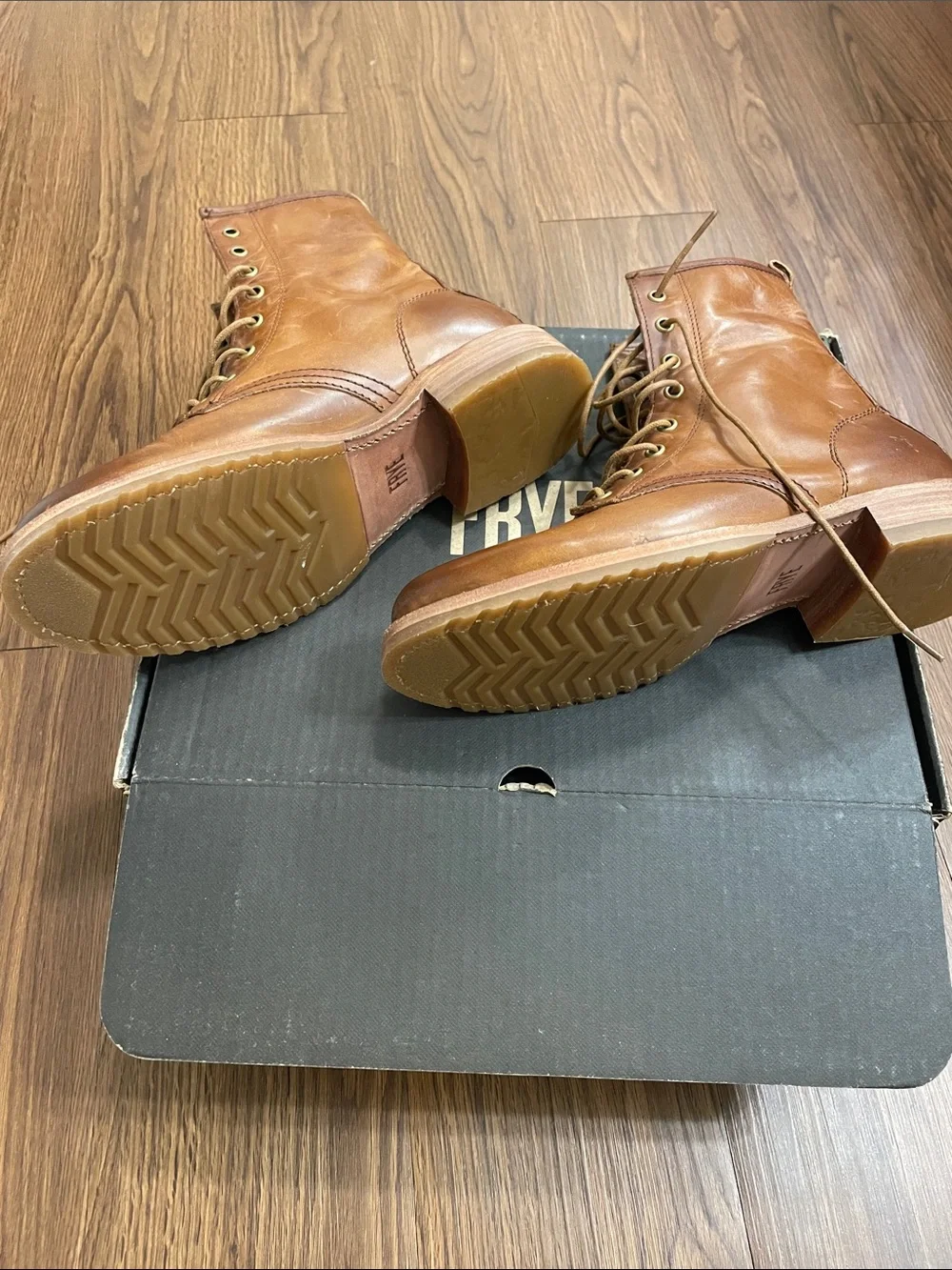 Frye Cognac Leather Lace-Up Men’s Combat Boots
